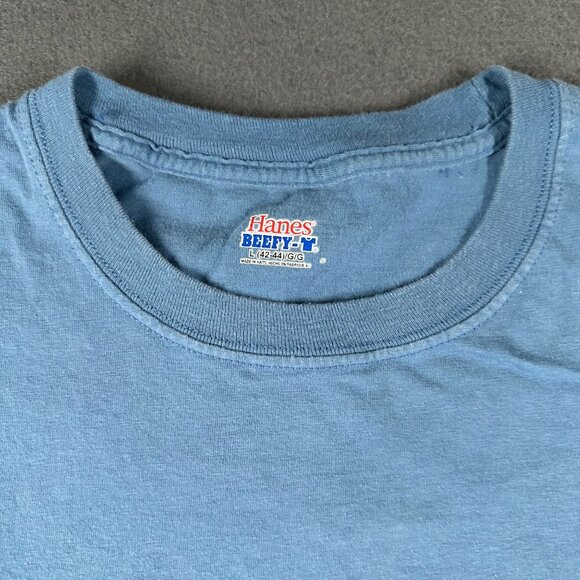 The Salty Dog Cafe Large Hanes Beefy-T Light Blue Crew Neck Short Sleeve T-shirt - Picture 3 of 8